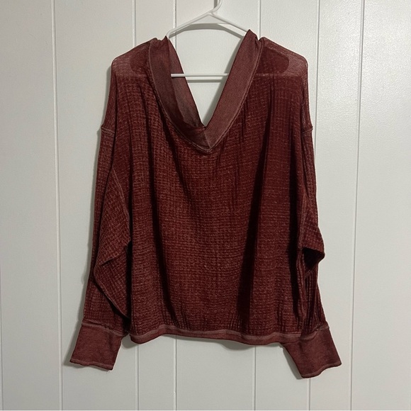 Free People Southside Thermal Waffle Knit Sweater Size Medium - Picture 2 of 5